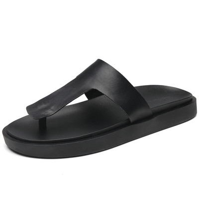 Vīriešu ikdienas čības no eko ādas caur purngaliem