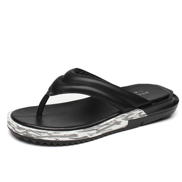 Vīriešu ikdienas čības no eko ādas caur purngaliem