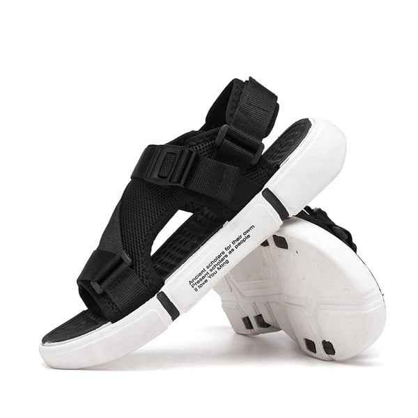 Paprasti vyriški tekstiliniai sandalai su užrašu