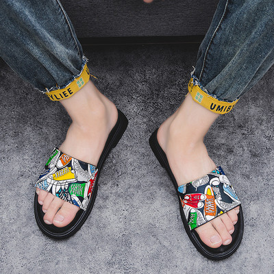 Vīriešu ikdienas čības ar krāsainu aplikāciju