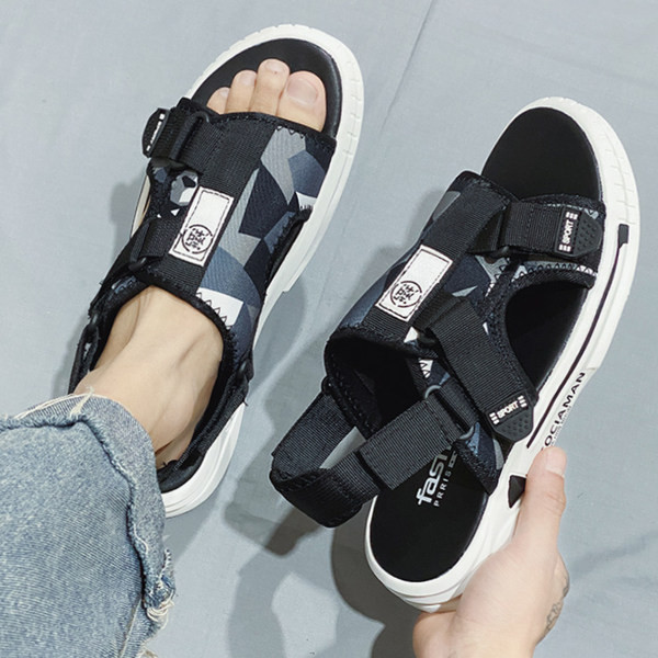 Vasaras vīriešu sandales ar uzrakstu un velcro aizdari