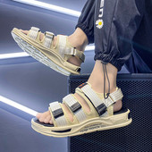 Vīriešu sandales ar velcro aizdari un augstu zoli