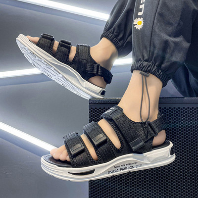 Vīriešu sandales ar velcro aizdari un augstu zoli