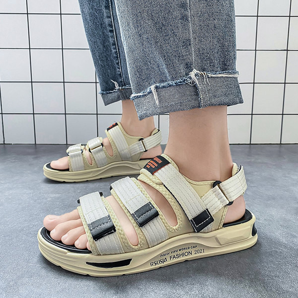 Vīriešu sandales ar velcro aizdari un augstu zoli