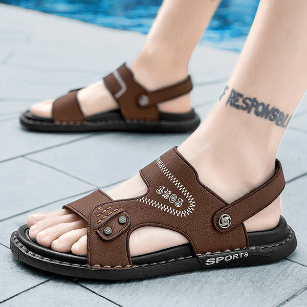Ikdienas vīriešu tekstila sandales ar plakanām zolēm