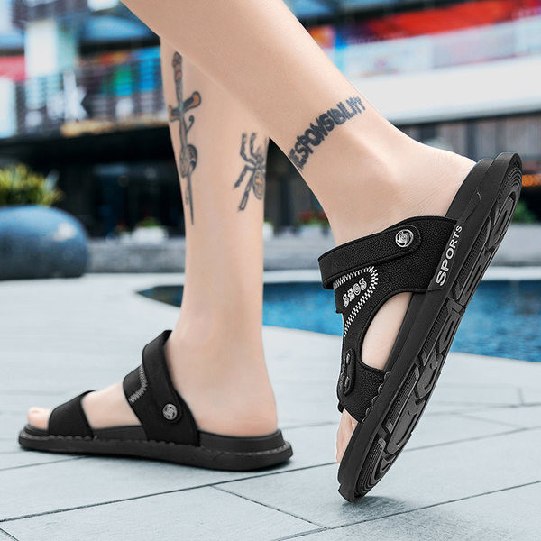 Ikdienas vīriešu tekstila sandales ar plakanām zolēm