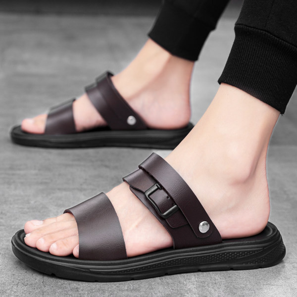 Vīriešu mākslīgās ādas sandales ar metāla sprādzi