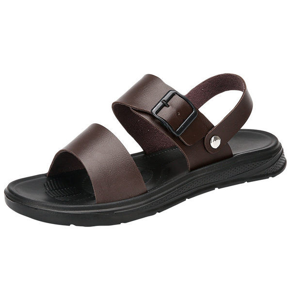 Vīriešu mākslīgās ādas sandales ar metāla sprādzi