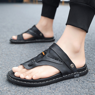 Ανδρικά έκο δερμάτινα σανδάλια με έμβλημα