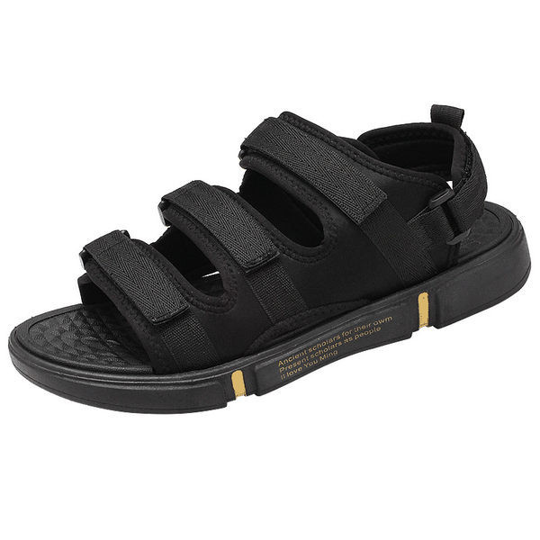 Férfi textil szandál tépőzárral és felirattal a talpán