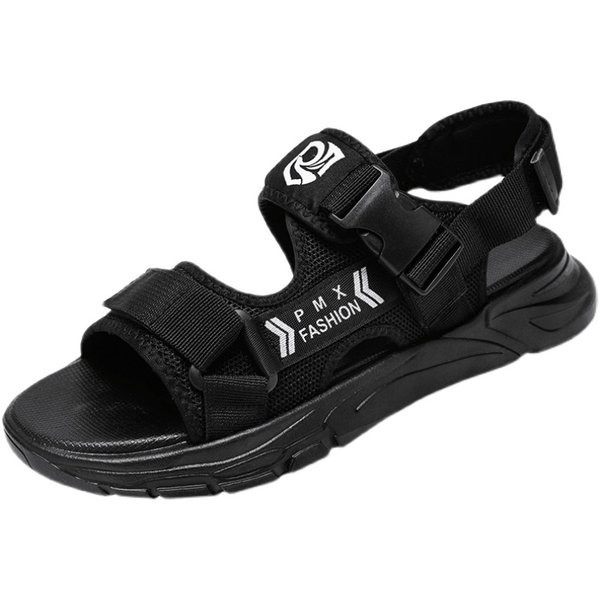 Vīriešu sandales ar plastmasas aizdari un uzrakstu