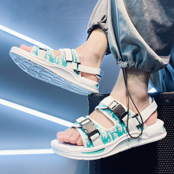 Ανδρικά σανδάλια με πλαστικά κουμπώματα και ιριδίζοντα χρώματα