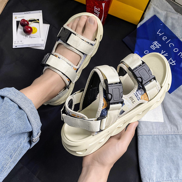 Férfi textil szandál és műanyag csat