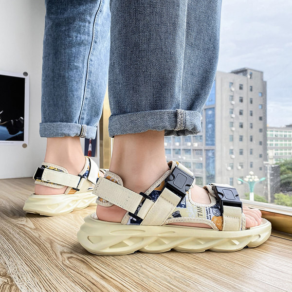 Férfi textil szandál és műanyag csat