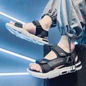 Ikdienas vīriešu sandales ar ielāpiem un plakanu zoli