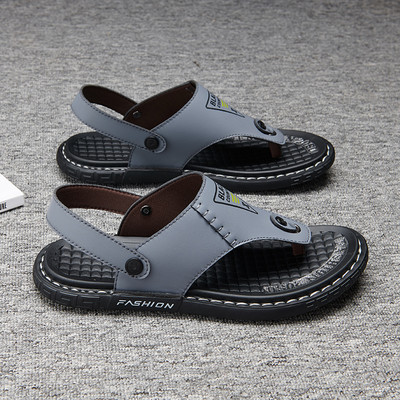 Meeste vabaaja sandaalid ökonahast, millel on kiri