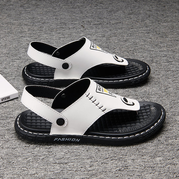 Meeste vabaaja sandaalid ökonahast, millel on kiri