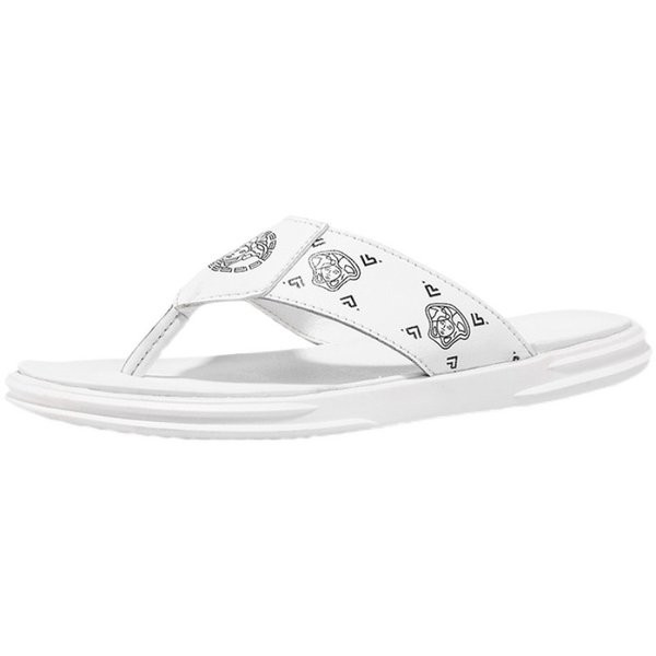 Vīriešu flip flops starp purngalu no eko ādas ar aplikāciju