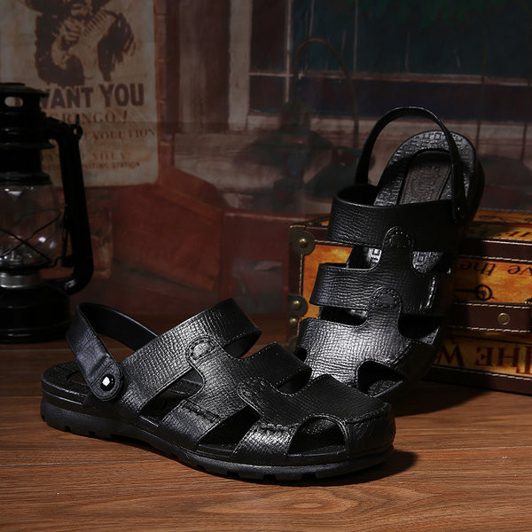 Vīriešu slēgtas sandales ar caurumiem no mākslīgās ādas