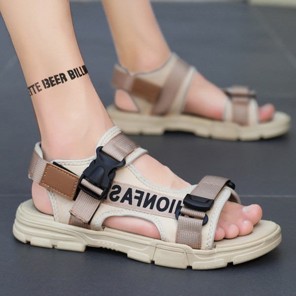 Vīriešu ikdienas sandales ar aizdari un uzrakstu