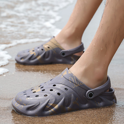 Férfi strand gumi crocs lapos talppal