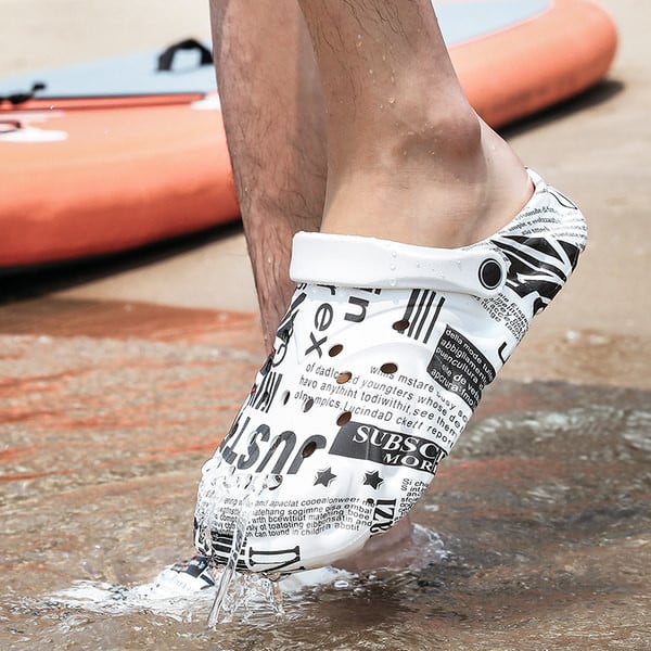 Férfi strand gumi crocs lapos talppal