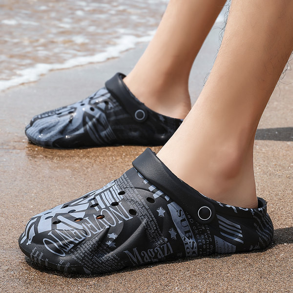 Férfi strand gumi crocs lapos talppal