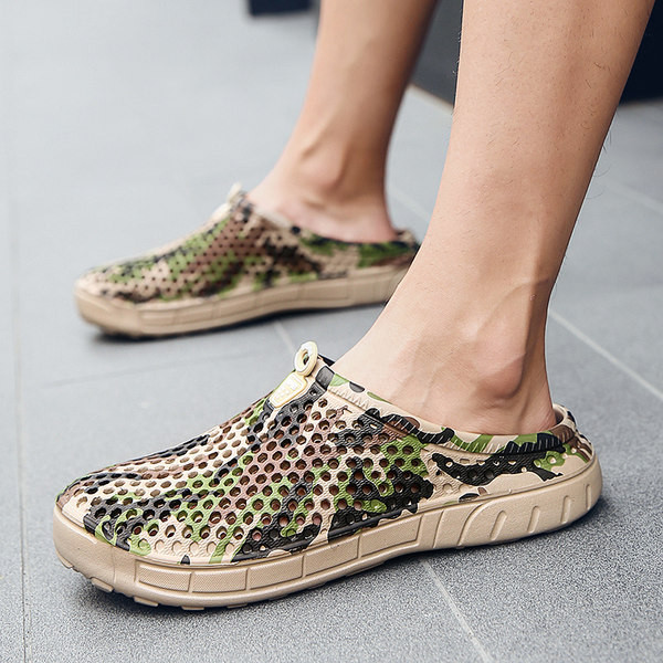 Vīriešu gumijas čības ar kamuflāžas rakstu