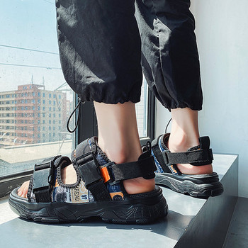 Ежедневни мъжки сандали от текстил с регулируеми каишки