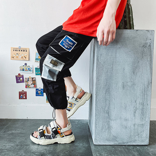 Alkalmi férfi textil szandál állítható pánttal