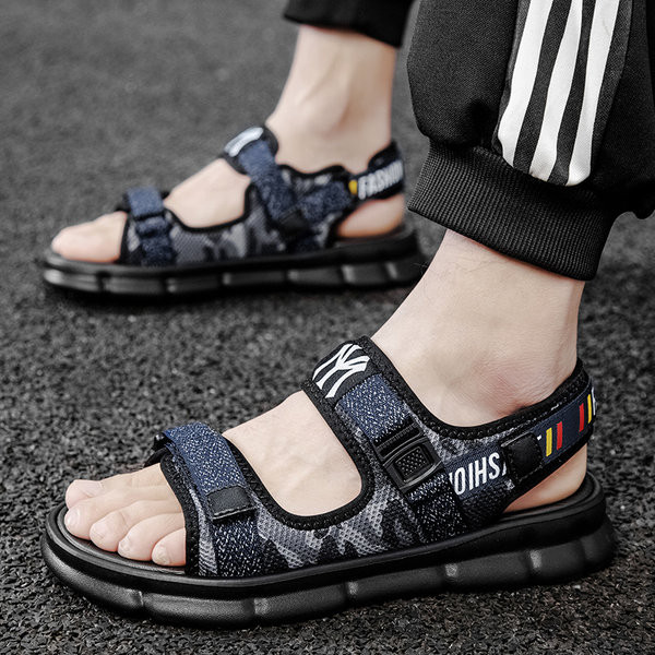 Kamuflaažimustriga vabaaja meeste tekstiilist sandaalid