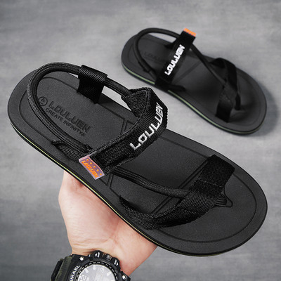 Men`s flat sandals and textile straps