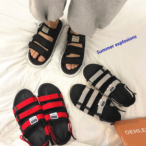 Vīriešu ikdienas sandales ar velcro aizdari un emblēmu