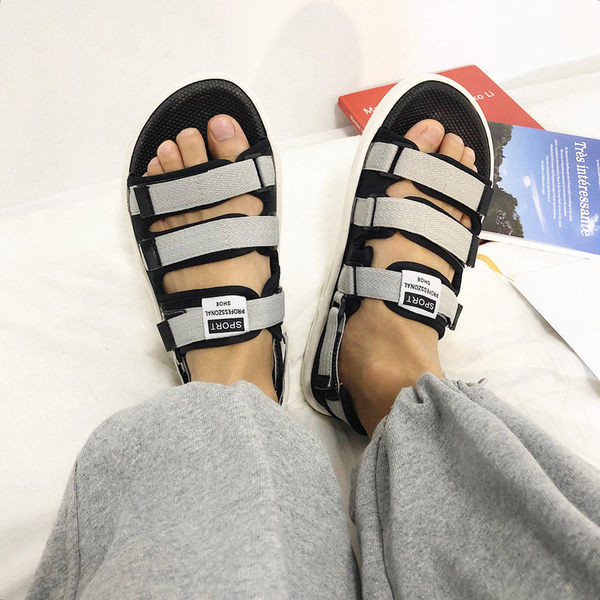 Vīriešu ikdienas sandales ar velcro aizdari un emblēmu