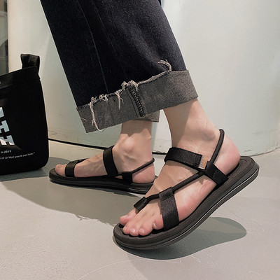 Vīriešu sandales starp purngalu no tekstila ar velcro