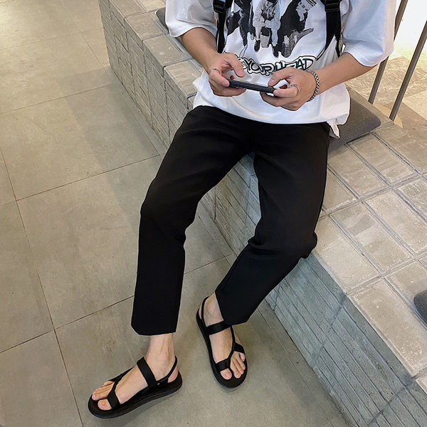 Vīriešu sandales starp purngalu no tekstila ar velcro