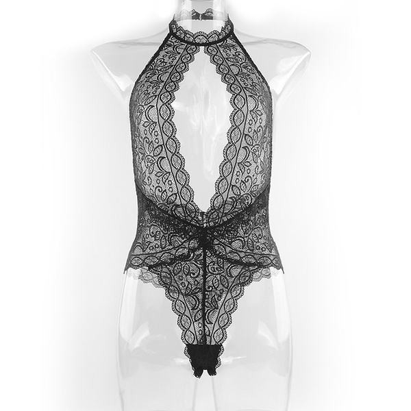 Jauna modeļa sieviešu mežģīņu bodijs ar atkailinātu muguru