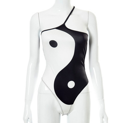 Sieviešu piegulošs bodijs ar aplikāciju un vienu siksnu