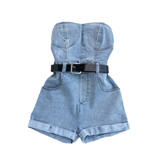 Sieviešu moderns džinsa kombinezons ar kabatām