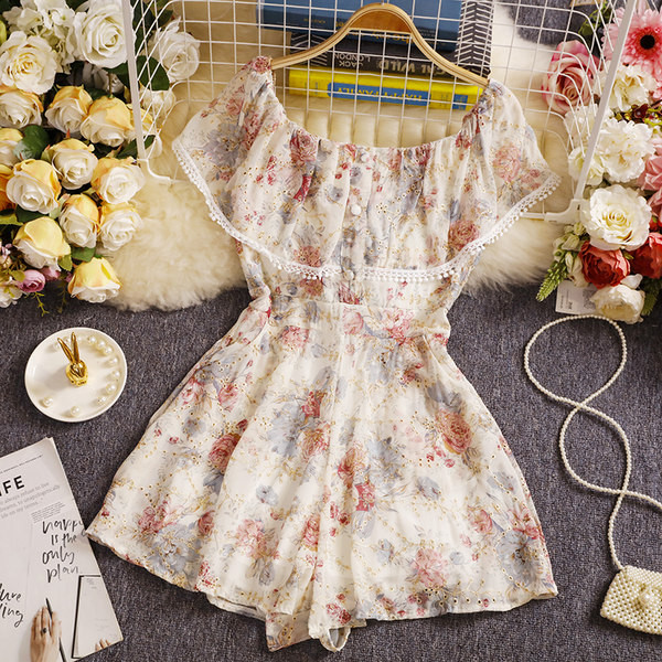 Sieviešu moderns kombinezons ar ziedu motīviem