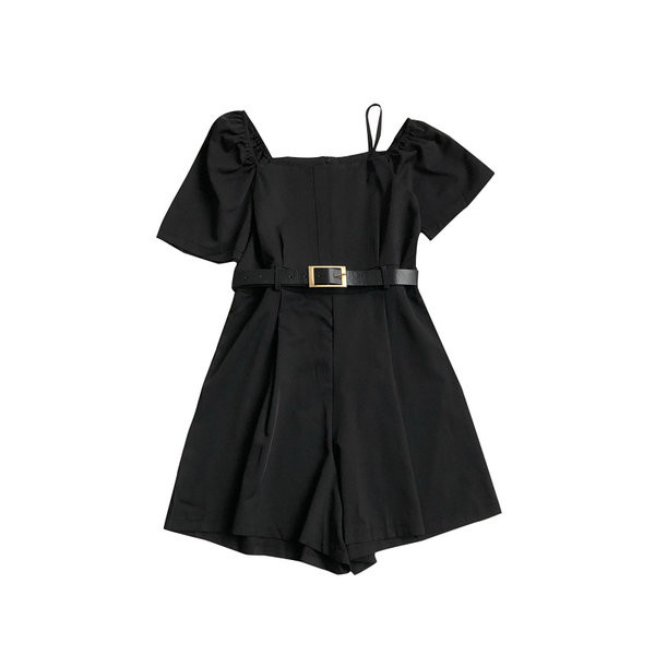 Aktuális női overál övvel és rövid ujjal