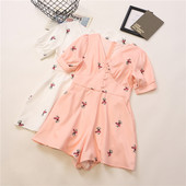 Praegune V-kaelusega ja lillemotiividega naiste lühike kombinesoon