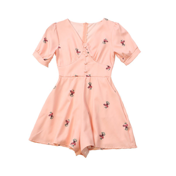 Praegune V-kaelusega ja lillemotiividega naiste lühike kombinesoon