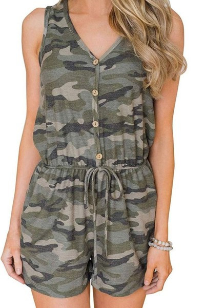 Uus mudel naiste kamuflaažist nööpide ja lipsudega kombinesoonid