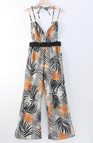 Moodne väljalõikega lillemustriga kombinesoon