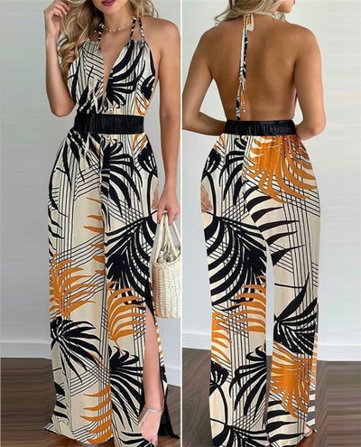 Moodne väljalõikega lillemustriga kombinesoon