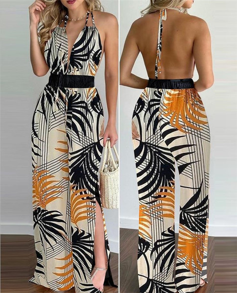 Moodne väljalõikega lillemustriga kombinesoon