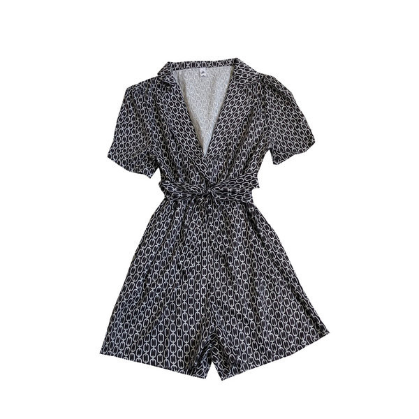 Moderns sieviešu kombinezons ar špica kakla izgriezumu divās krāsās