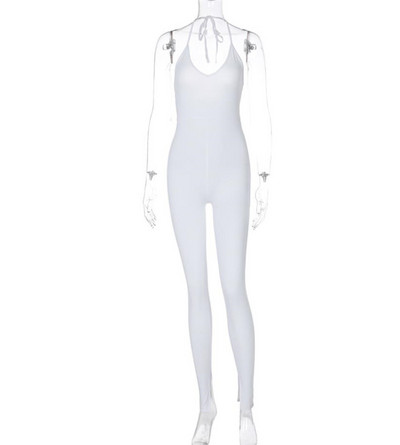 Sieviešu pieguļošs kombinezons ar dziļu kakla izgriezumu