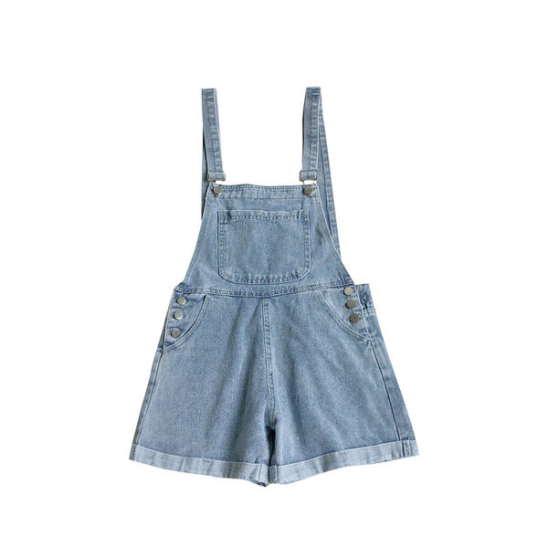 Denimist vabaaja kombinesoon tasku ja nööpidega